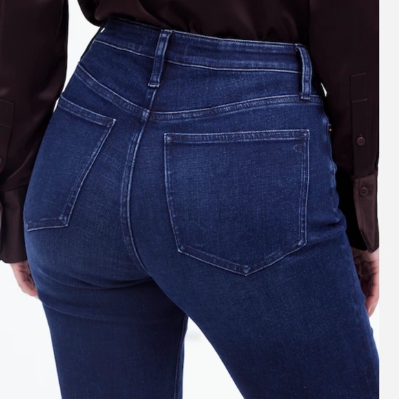 Madewell Curvy Kick Out Full Length Jeans Dark Wash Kingston Wide Bootcut Leg - Picture 5 of 10